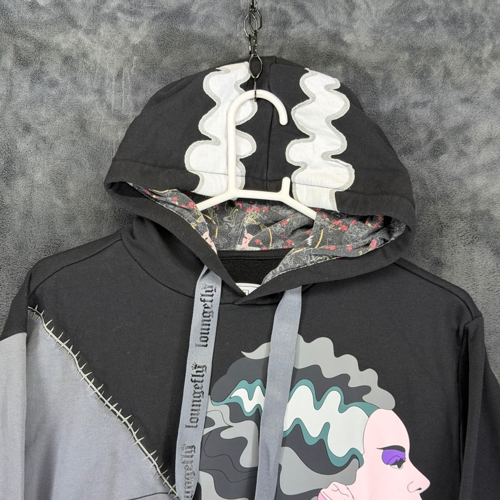 Loungefly Universal Monsters Frankenstein Bride Split Hoodie‎ Black Grey Large - Picture 2 of 13